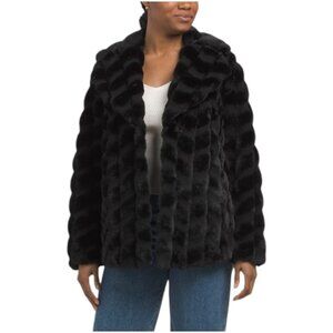 VIA SPIGA Faux Fur Grooved Coat